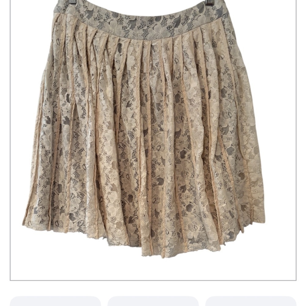 Sundance Ivory Lace Pleated Mini Skirt Cottagecore Romantic Feminine Size 8 - Picture 3 of 13